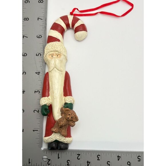Vtg Kurt S Adler Santa Claus Candy Cane Christmas Ornament Holding Teddy Bear - Picture 3 of 7